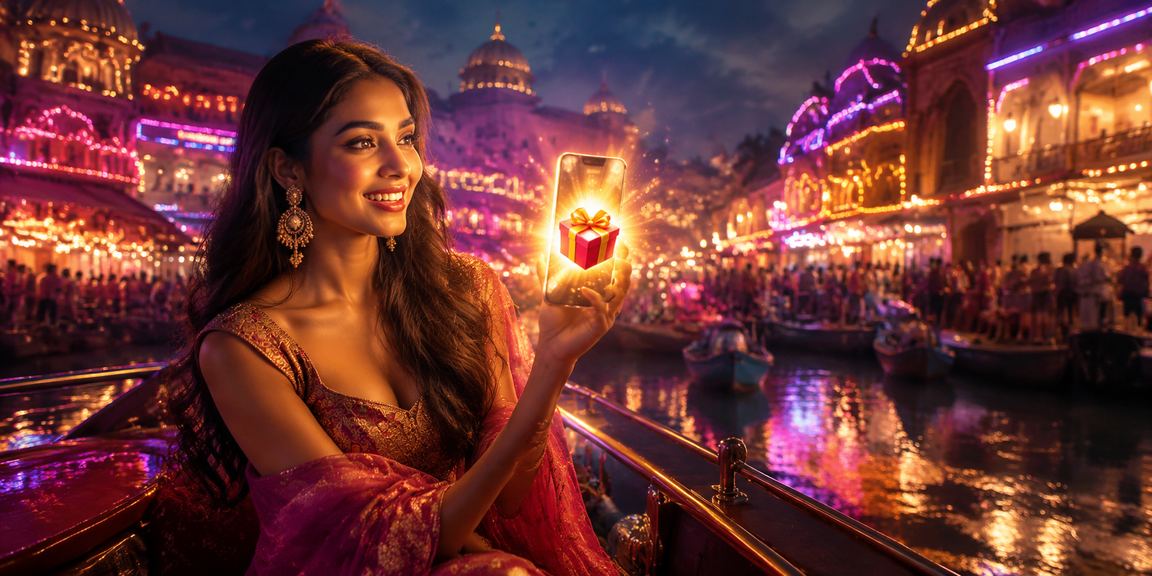 Playing VIP casino games on mobile in India with neon theme